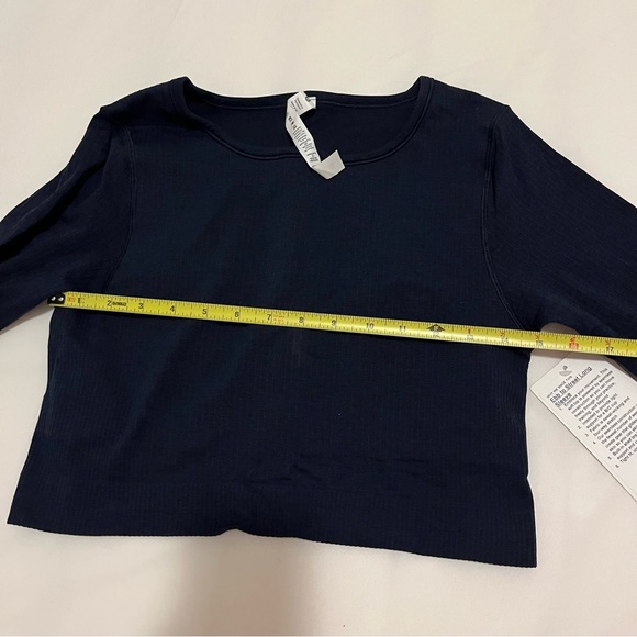 Lululemon Ebb to Street Long Sleeve True Navy Ribbed cropped size 10 NWT sports - Picture 9 of 16